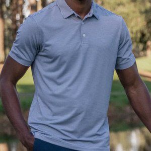 Mizzen+Main Versa Polo Navy Light Blue Stripe-Medium / Trim / Regular-NWT